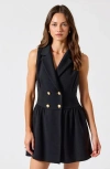 Modenaire Sleeveless Blazer Dress With Double-breasted Boucle Tweed And Flared Hem