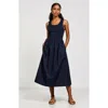 Modenaire Sleeveless Fit-and-flare Maxi Dress With Seam Waist And Side Pockets