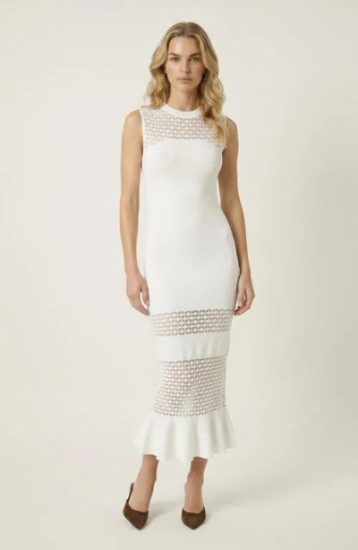 Modenaire Sleeveless Mesh Detail Knit Dress In Animal Print