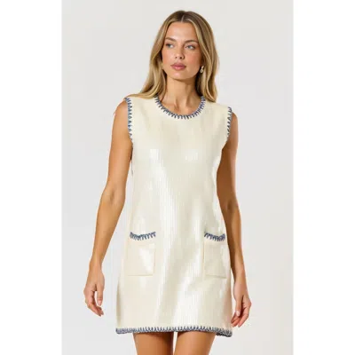 Modenaire Sleeveless Sequin-knit Contrast-trim Mini Dress In Multi