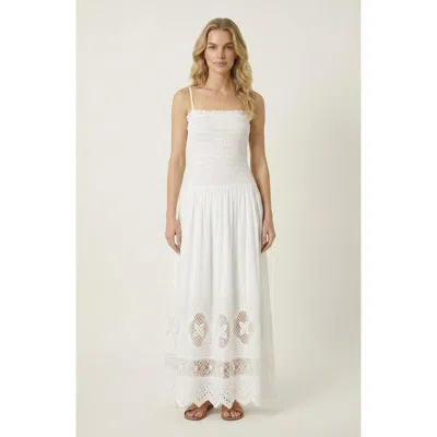 Modenaire Smocked Bodice Maxi Dress In White