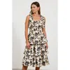 Modenaire Smocked Tiered Midi Dress With Bow-tie Straps