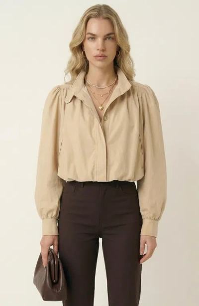 Modenaire Soft Cropped Point Collar Jacket In Brown