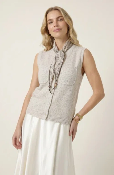 Modenaire Soft Knit Sleeveless Cardigan Vest In Gray