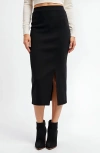 Modenaire Soft Stretch Knit Midi Skirt In Black