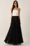 Modenaire Strapless Two-tone Gown With Fitted Bodice And Tulle Skirt In Black