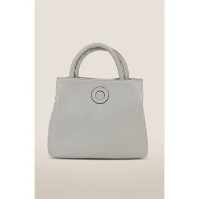 Modenaire Structured Circular Detail Top Handle Bag In Gray
