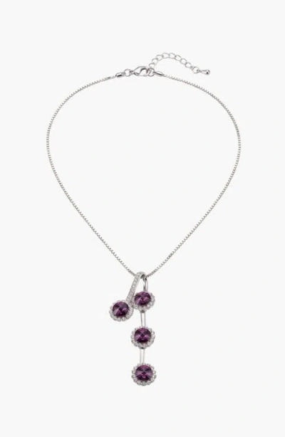 Modenaire Sunflower Crystal Pendant Necklace In Purple