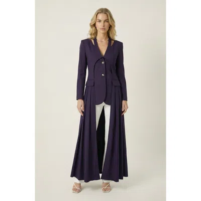 Modenaire Tailored Longline Blazer Coat In Blue