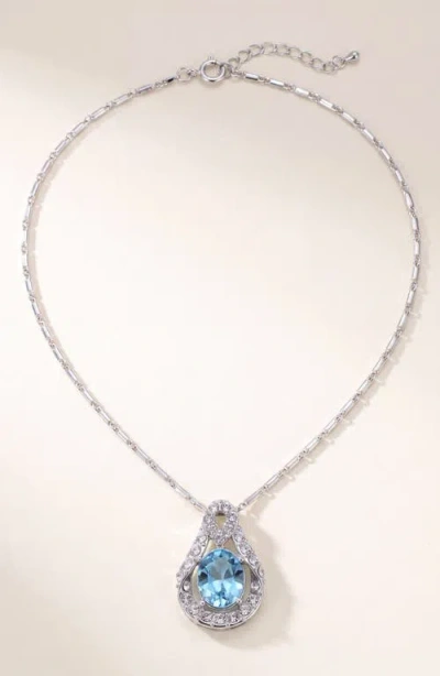Modenaire Teardrop Crystal Pendant Necklace In Metallic