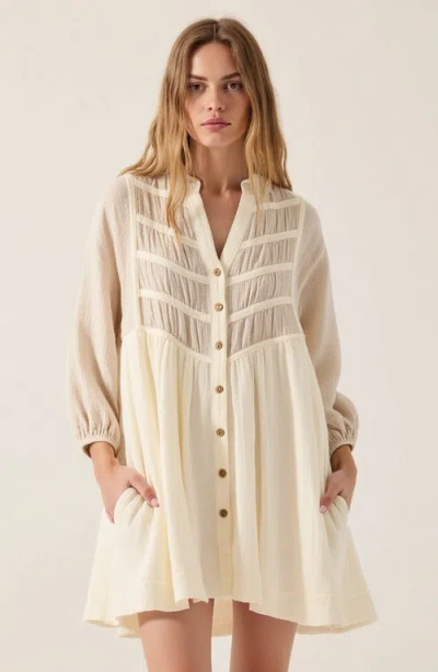 Modenaire Textured Cotton Mini Shirt Dress In Multi
