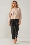 Modenaire Textured Knit Cardigan With Button Front And Patch Pockets In Neutral
