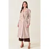 Modenaire Velvet Double-breasted Coat With Structured Lapels And Buttons In Neutral