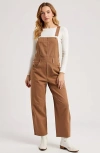 Modenaire Wide-leg Adjustable-strap Front Bib Pocket Overalls In Brown