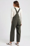 Modenaire Wide-leg Adjustable-strap Front Bib Pocket Overalls In Green