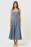 Modenaire Wide Strap Square Neck Midi Dress With Fit And Flare Silhouette