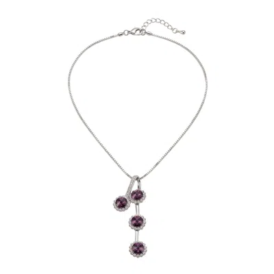 Modenaire Women's Amethyst Purple Sunflower Crystal Pendant Necklace