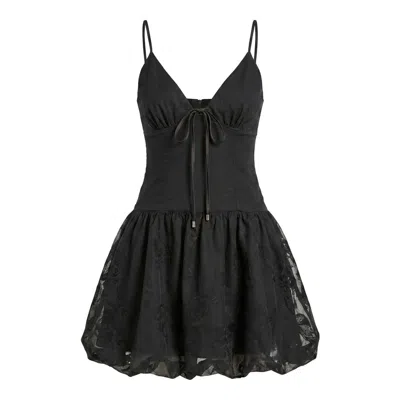 Modenaire Women's Black Bubble Mini Dress Sculpted Bodice