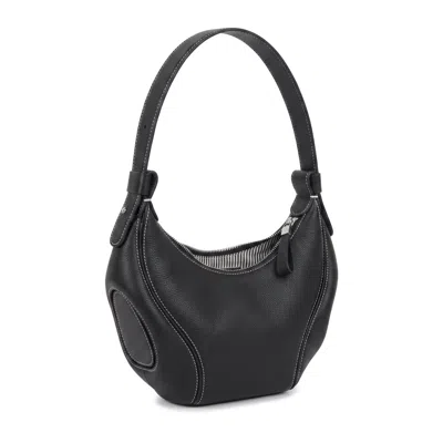 Modenaire Women's Black Curved Shoulder Bag With Sculpted Silhouette And Zip Closure