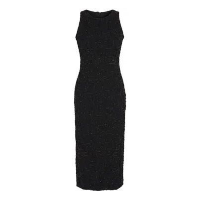 Modenaire Women's Black Elegant Round Neck Bodycon Dress With Slimming Silhouette
