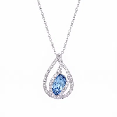 Modenaire Women's Blue Crystal Orb Cage Pendant Necklace