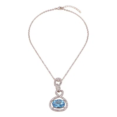 Modenaire Women's Blue Sapphire Crystal Snake Orb Pendant Necklace