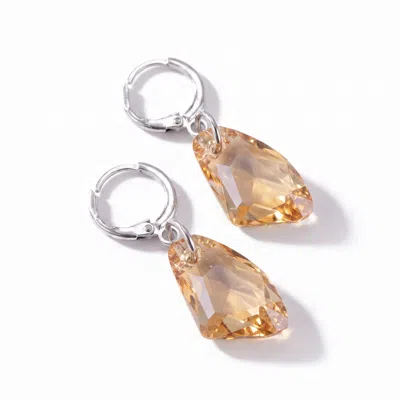 Modenaire Women's Gold Crystal Drop Earrings Elegant Dangle Jewelry In Brown