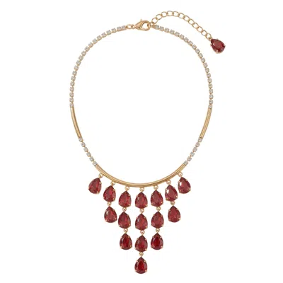 Modenaire Women's Gold Tone Red Apple Crystal Necklace And Earring Set