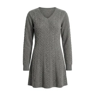 Modenaire Women's Grey Cable Knit Dress Sculpted Texture In Gray