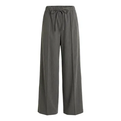 Modenaire Women's Grey Wide Leg Trousers Relaxed Form In Gray