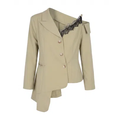 Modenaire Women's Neutrals Asymmetric One Shoulder Tailored Blazer Jacket