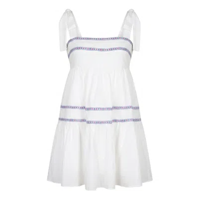 Modenaire Women's Neutrals Tiered Mini Dress Soft Empire Form In White