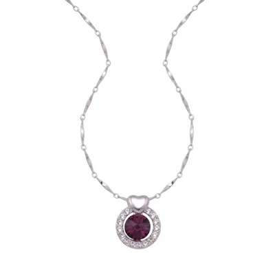 Modenaire Women's Purple Amethyst Round Heart Accent Pendant Necklace