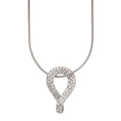 Modenaire Women's Silver Clear Crystal Infinity Teardrop Pendant Necklace