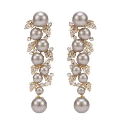 Modenaire Women's Silver Elegant Pearl Crystal Drop Earrings