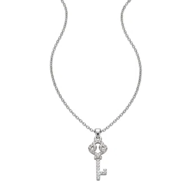 Modenaire Women's Silver Rhinestone Key Pendant Necklace