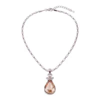 Modenaire Women's Silver Topaz Teardrop Star Pendant Necklace