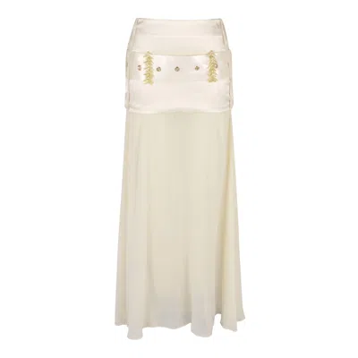 Modenaire Sheer High Waist Half Skirt In Neutral