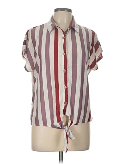 Pre-owned Modern Attraction Short Sleeve Blouse In Burgundy