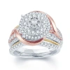 Modern Bride 1 1/2 Ct.t.w. Natural Diamond 14k Tri-color Gold Engagement Ring In Transparent