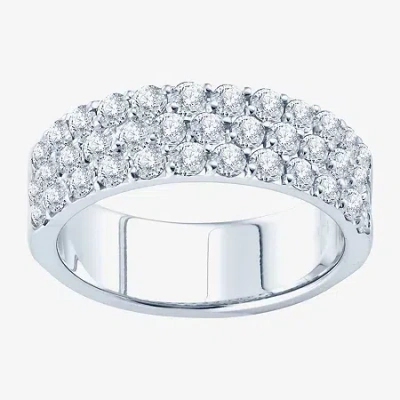 Modern Bride 1 1/2 Ct.t.w. Natural Diamond Three-row Band In Metallic