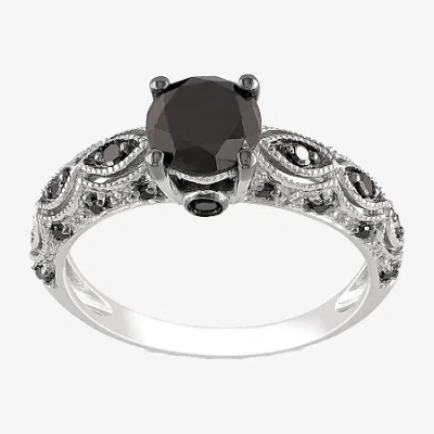 Modern Bride 1 1/4 Ct.t.w. Color-enhanced Black Diamond Ring In White