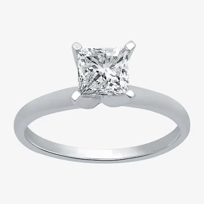 Modern Bride 1 Ct. Lab-grown (g-h / Si1-si2) Diamond Princess-cut Solitaire Engagement Ring In 10k Gold In White