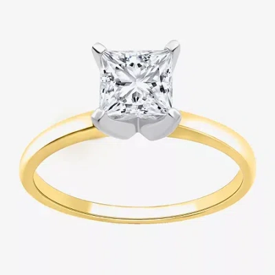 Modern Bride 1 Ct. Lab-grown (g-h / Si1-si2) Diamond Princess-cut Solitaire Engagement Ring In 10k Gold In Yellow