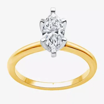 Modern Bride 1 Ct. Lab-grown (g / Si1-si2) Diamond Marquise-cut Solitaire Engagement Ring In 10k Or 14k Gold In Yellow
