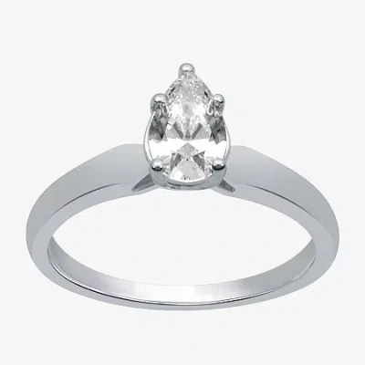 Modern Bride 1 Ct. Lab-grown (g / Si2) Diamond Pear Solitaire Engagement Ring In 10k Or 14k Gold In White
