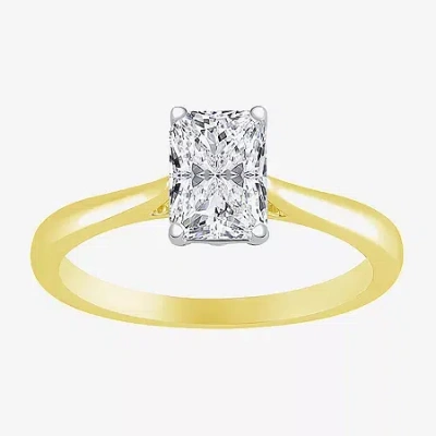 Modern Bride 1 Ct. Lab-grown (g / Vs2) Diamond Radiant-cut Solitaire Engagement Ring In 10k Gold In Yellow