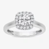 Modern Bride 1 Ct. T.w. Lab-grown (g-h / Si1-si2) Diamond Cushion Halo Engagement Ring In 10k Gold In White