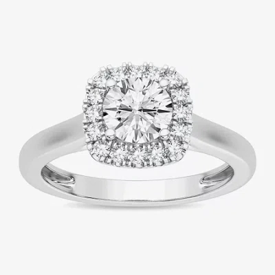 Modern Bride 1 Ct. T.w. Lab-grown (g-h / Si1-si2) Diamond Cushion Halo Engagement Ring In 10k Gold In White