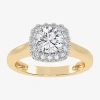 Modern Bride 1 Ct. T.w. Lab-grown (g-h / Si1-si2) Diamond Cushion Halo Engagement Ring In 10k Gold In Yellow
